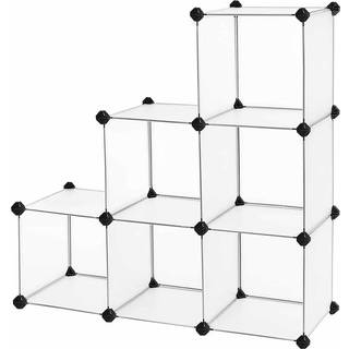 Songmics 6 terninger sammenlåsning af sko rack skab garderobe stående, skab hylder 43 x 31 x 105 cm