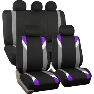 FH Group Car Seat dækker fuld sæt klud - SEATCOVERS TIL LAV Ryg Bilsæder med aftagelig nakkestøtte Universal Fit Automotive Seatcover Airbag komp