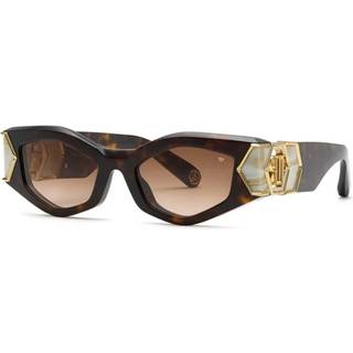 Philipp Plein Kvinde SPP136M PLEIN HERA 722 Solbriller Acetat Havana Brun Geometrisk Normal Skygge