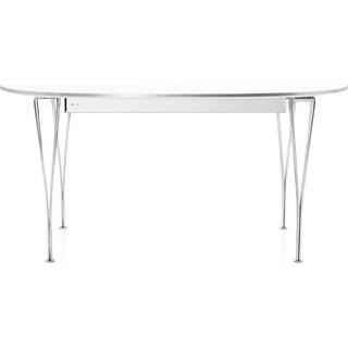 Fritz Hansen - B619 Superellips Utdragbart Laminat Vit Krom - Spiseborde - Arne Jacobsen,Bruno Mathsson,Piet Hein - Hvid - Metal/Træ