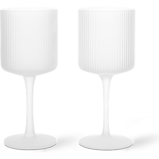 Ferm Living Ripple hvidvinsglas 26 cl 2-pak Frosted