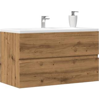 badeværelsesskab 80x38,5x45 cm væghængt konstrueret træ kunsteg