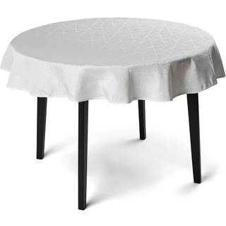 Hvid rund dug - Ø140 cm - Hvid dug - Jacquard vævet dug - Eksklusiv festdug