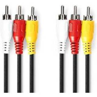 Nedis Composite Video kabel | 3x RCA Han | 3x RCA Han | Nikkelplateret | 480p | 2.00 m | Runde | PVC | Sort | Label