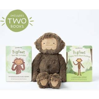 Slumberkins 14 """" Bigfoot Kin & 2 Board Books Complete Set Bundle | Bl?dt plys leget?j i aldre 0+ | Forbedrer selvv?rd og positive forhold (Bigfo