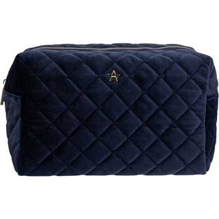 DARK Velvet Square Quilted Make-Up Pouch Small Navy Blue