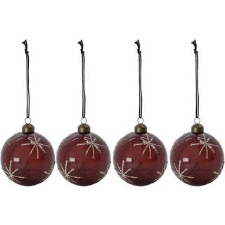 House Doctor Star julekugle Ø8 cm 4-pak Bordeaux