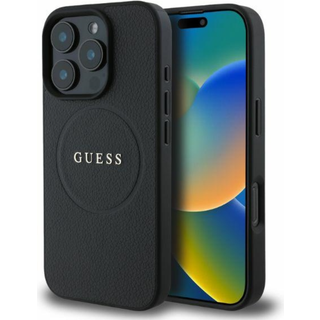 iPhone 16 Pro Max Guess Grained Classic Logo Hybrid Cover - MagSafe-kompatibel - Sort