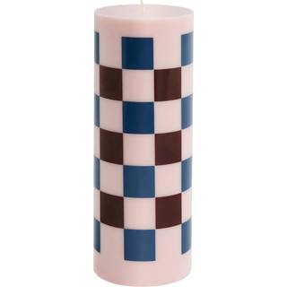 HAY Column Candle bloklys large 25 cm Pink-bordeaux-dark blue check