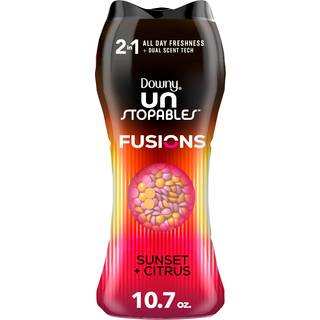 Downy Unstopables Fusioner In-Wash Vasker du duftforst?rker perler Solnedgang og citrusduft 10,7 oz 2-i-1 hele dagen friskhed