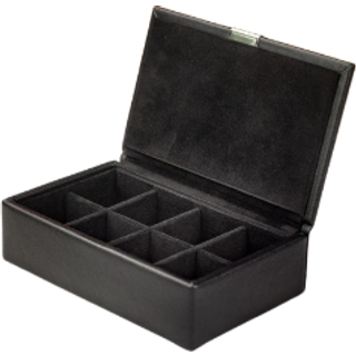 WOLF Heritage 8-Piece Cufflink Box Black Leather 290202
