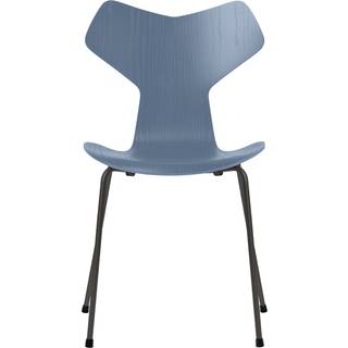 Fritz Hansen - Grand Prix 3130 Dusk Blue Färgad Ask/Warm Graphite - Spisebordsstole - Arne Jacobsen - Blå - Metal/Træ