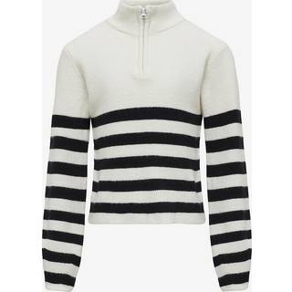 Kids Only Cloud Dancer/black Stribet Half Zip Striktrøje
