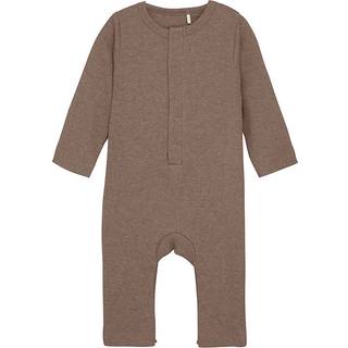 Fixoni Romper LS Mélange Rib Deep Taupe 50 cm  Brun  50 cm  Unisex