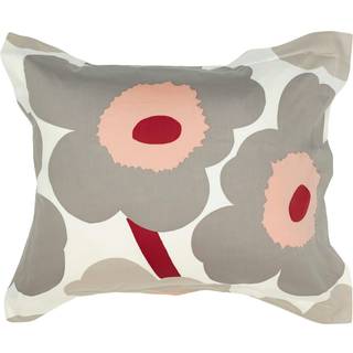 Marimekko Unikko Satin Pudebetræk 50x60 Cm Offwhite / Varm Gråt / - Pudebetræk Bomuld Rosa - 073608-193