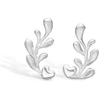 Blossom sølv hjerte ørestikker med gren rhod. mat/blank