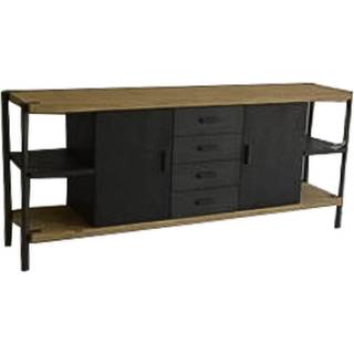 Skænk Home ESPRIT Sort Natur Metal Gran 180 x 45 x 80 cm 186 x 45 x 80 cm