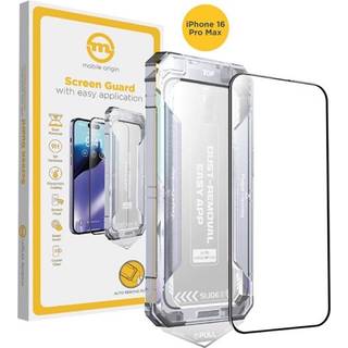 Mobile Origin Skærmbeskyttelsesglas m. Applikator - iPhone 16 Pro - Gennemsigtig / Sort Kant
