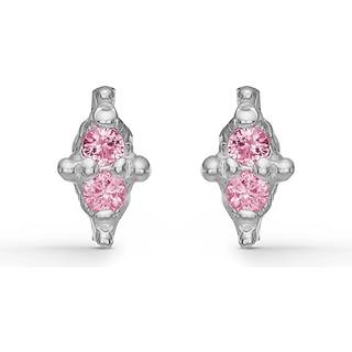 Studio z - Cluster sølv ørestikker med rosa sten - 7117852