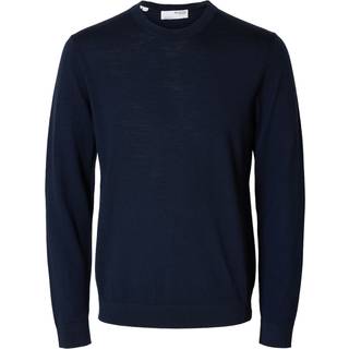 Selected Tray LS Merino Knit Crew Neck Navy Blazer