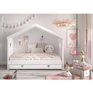 Børneseng husform med skuffe 90×200 – Amori, hvid