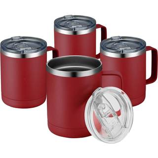 Meway 12oz kaffekrus med h?ndtag 4 pakke bulk rustfrit st?l isolerede rejsetumblere med glidende l?g dobbelt v?g vakuum camping cup til varme kol
