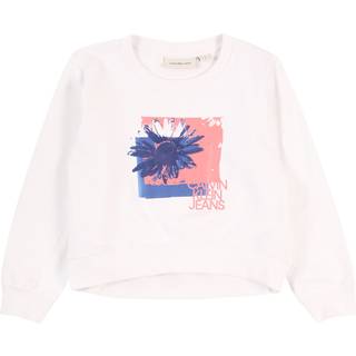 Boxy Flower Graphic Sweatshirt - White - 16