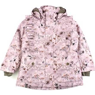 En Fant Burnished Lilac Blomstret Vinterjakke Med Flæser