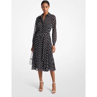 MK Dot Georgette Shirtdress - Black - Michael Kors - L