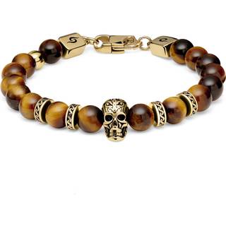 Rico | Tigerøje & Guldfarvet Rustfri Stål Kranie Armbånd