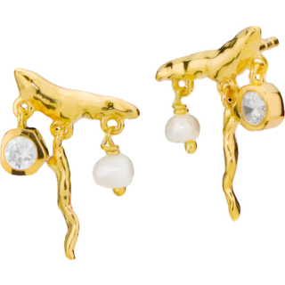 Rosa Øreringe, Gold Plated