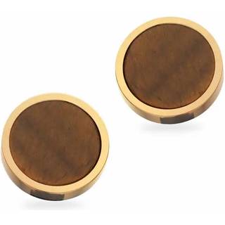 Scrouples - Herre øreringe i guldbelagt stål med tigerøje - 158531