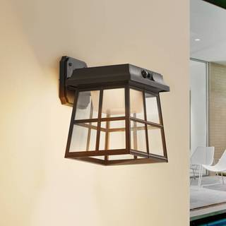 Lindby LED-væglampe Latarka, højde 24 cm, sensor Latarka, Sort, Plast, Moderne