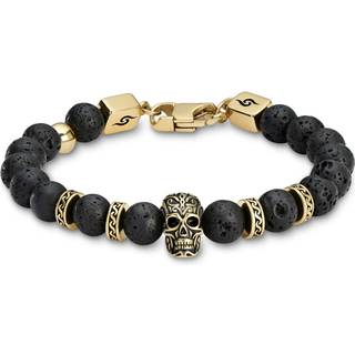 Rico | Lava Sten & Guldfarvet Rustfri Stål Kranie Armbånd