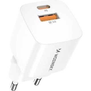 Wozinsky Vægoplader USB-A / USB-C 20W - Hvid