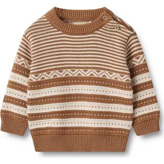 Wheat GOTS Janus Strikket Baby Sweater Caramel 74 cm  Brun  74 cm  mand