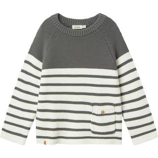 Lil Atelier Pewter Stribet Strikbluse