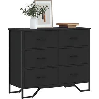 Kommode 91X35,5X74,5 Cm Konstrueret Træ Sonoma-Eg - Sort