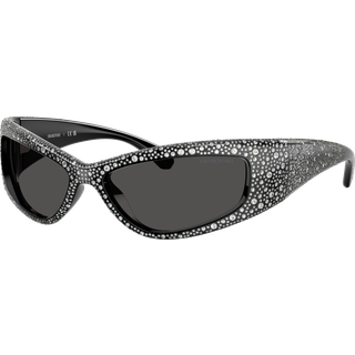 Swarovski Kvinde SK6027 100187 Solbriller Injiceret Sort Grå Geometrisk Normal