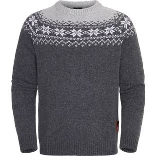 Gridarmor Men's Snøkrystall Round Neck Ullgenser Dark Grey/Light Grey/White, Dk. Grey/Lt. Grey/White, XL