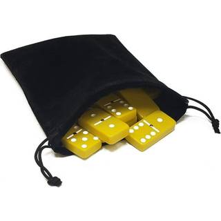 Marion & Co. Domino Double Six 6 Yellow With White Spots Jumbo Tournament Professional Størrelse med spinnere i sort elegant fløjlspose