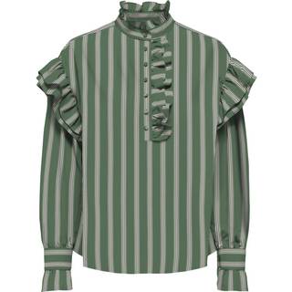 ONLY dame bluse ONLMALOU - Hedge Green PINK LADY + BONE WHITE - S