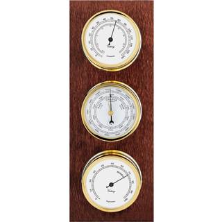 Vejrstation Autonautic Atlantic 95 Minor EG, 350 x 130 mm, med skibsur, barometer &amp; hygrometer / termometer, Ø70/95 mm, træ med guldbelagt messing