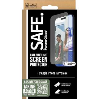 iPhone 16 Pro Max - SAFE by PanzerGlass - Ultra-Wide Fit Skærmbeskyttelsesglas - Blue Light - Gennemsigtig