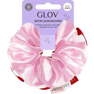 GLOV Satin Scrunchies L Hårelastikker White/Pink/Red 3 stk. - 3 stk.