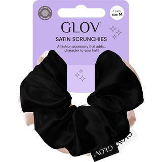 GLOV Satin Scrunchies M Hårelastikker Sparkling Wine/Black 2 stk. - 2 stk.