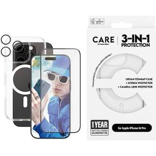 CARE By PanzerGlass iPhone 16 Pro 3-i-1 FLAGSHIP MagSafe Bundle - Skærmbeskyttelse (UWF) / Bagsidecover / Kamerabeskyttelse - Gennemsigtig / Hvid