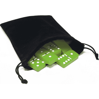 Domino Double 6 Lime Green Acrylic Jumbo Tournament Professionel størrelse i elegant sort fløjlspose