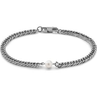 Ocata | Sølvfarvet Cuban Kæde & Perle Armbånd