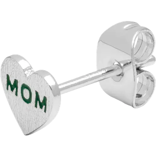 Heart Mom Ørering, Silver Plated/Green